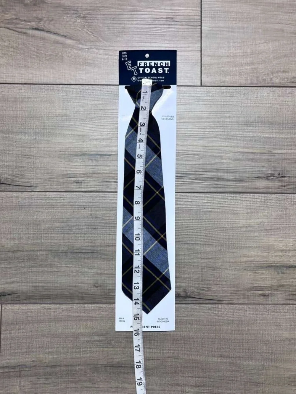 French Toast Boy's Adjustable Plaid Necktie Sizes 8-12 Blue Gold Plaid